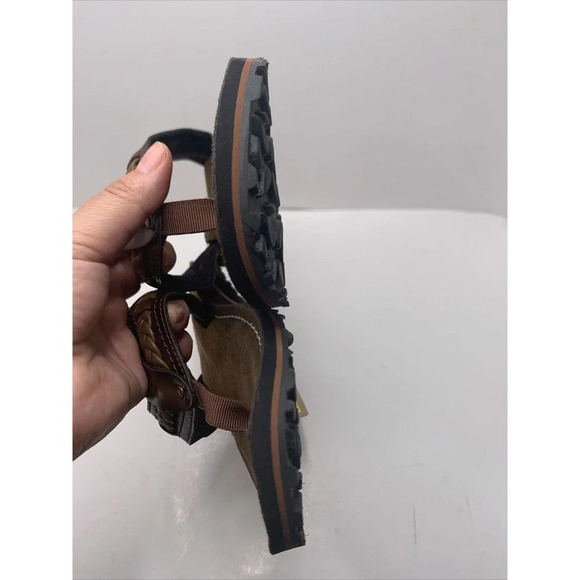 CLARK'S COLLECTION WOMEN'S 7 BROWN LEATHER THONG FLIP FLOP SANDALS, - Picture 3 of 6